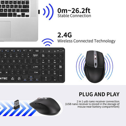 GMKtec 2.4G Wireless Full-sized Keyboard & Mouse Combo