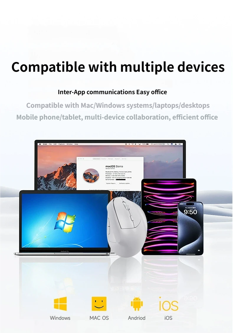 GMKtec Ergonomic Vertical Bluetooth & 2.4G Wireless Mouse