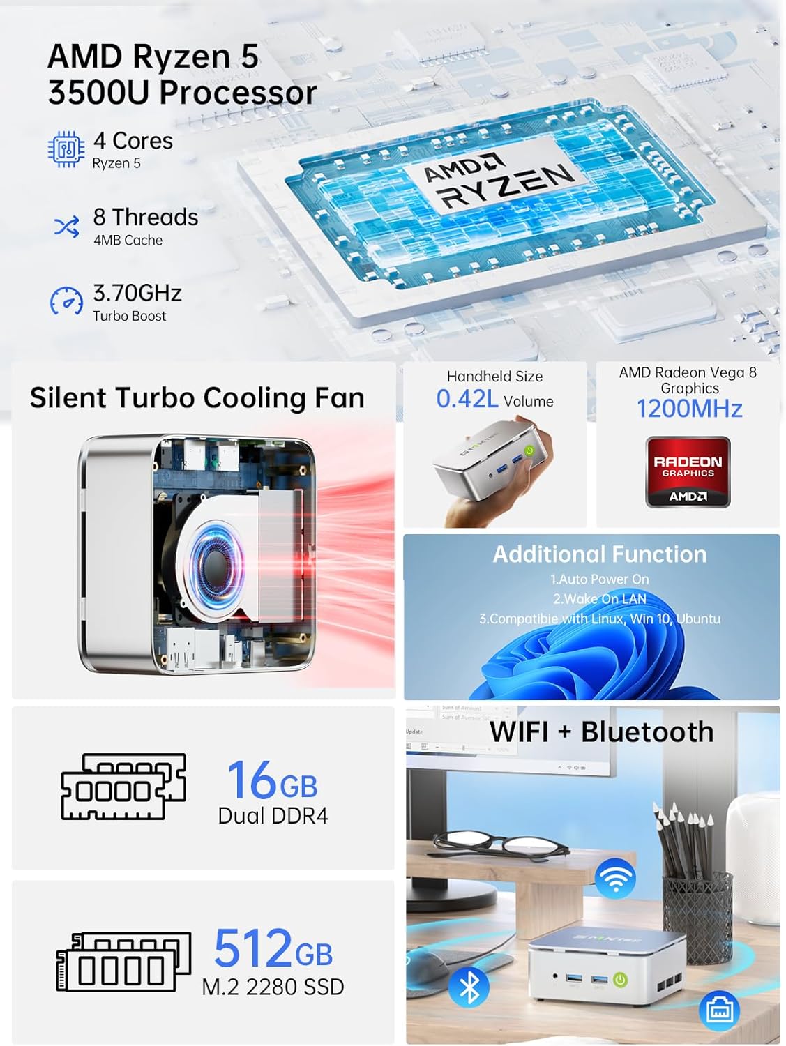 GMKtec NucBox G10 AMD® Ryzen™ 5 3500U Mini PC