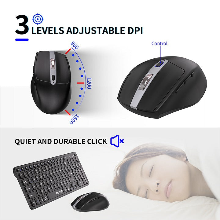 GMKtec 2.4G Wireless Full-sized Keyboard & Mouse Combo