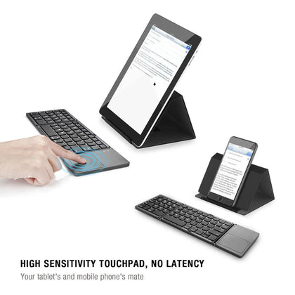 GMKtec Mini Portable Tri-Fold Bluetooth Keyboard with Touchpad